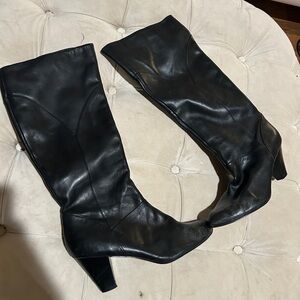 Elegant Black Leather Knee-High Boots